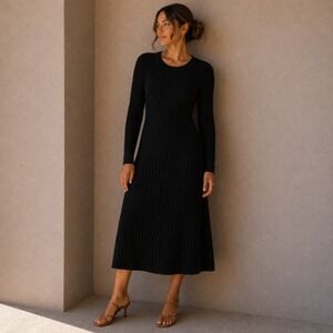 Gap Sweater Dress Womens Medium Midi Textured Knit Long Sleeve Workwear